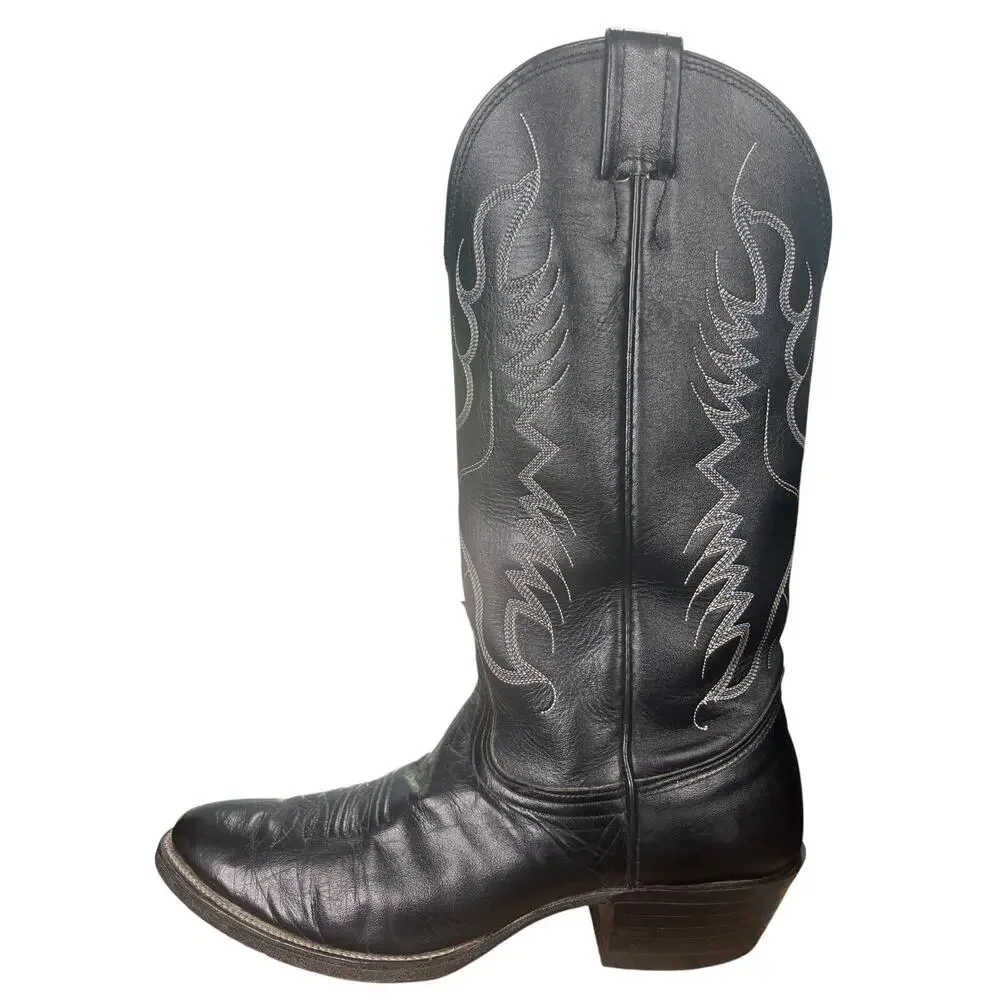 Vintage Nocona Men’s Black Leather Western Cowboy Boots Size US 8 D